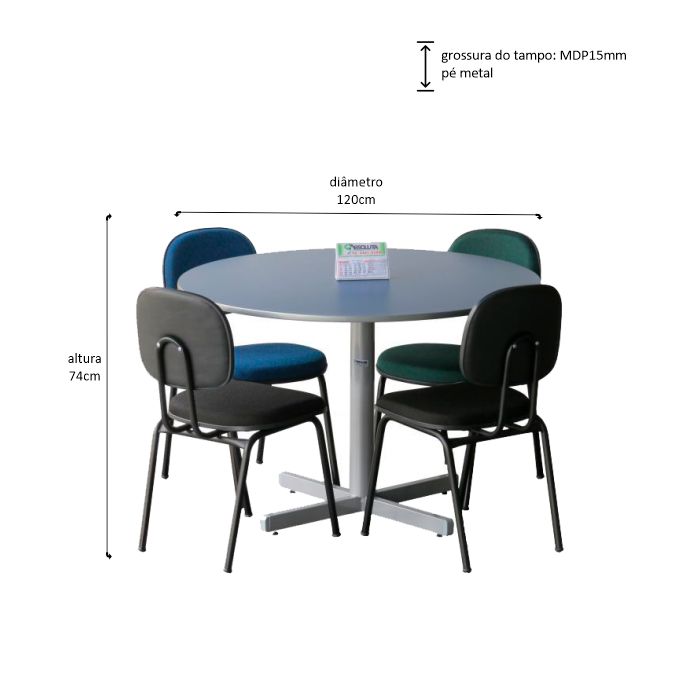mesa reunião redonda 15mm